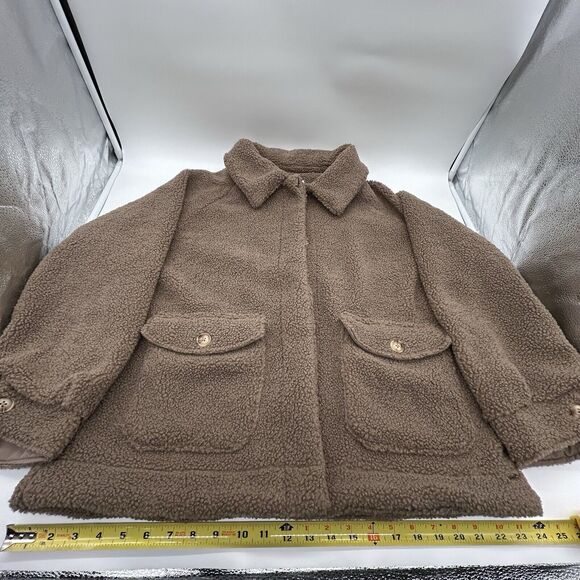 ONEILL Jacket Women's Large Brown Button Up Collared Sherpa Pockets Coat - Picture 9 of 10